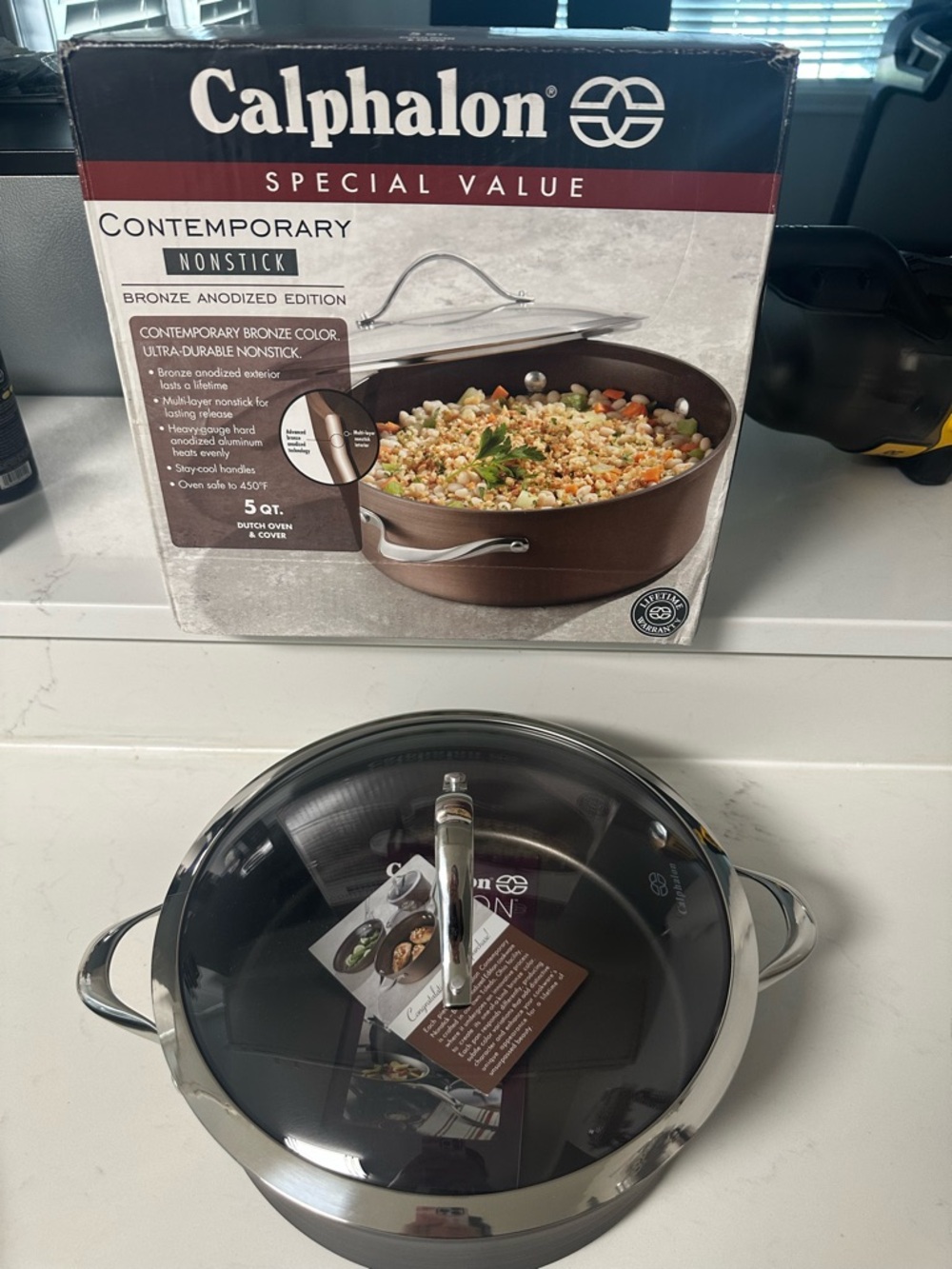 BNIB Calphalon Contemporary Nonstick 5 qt Dutch Oven with Glass Lid